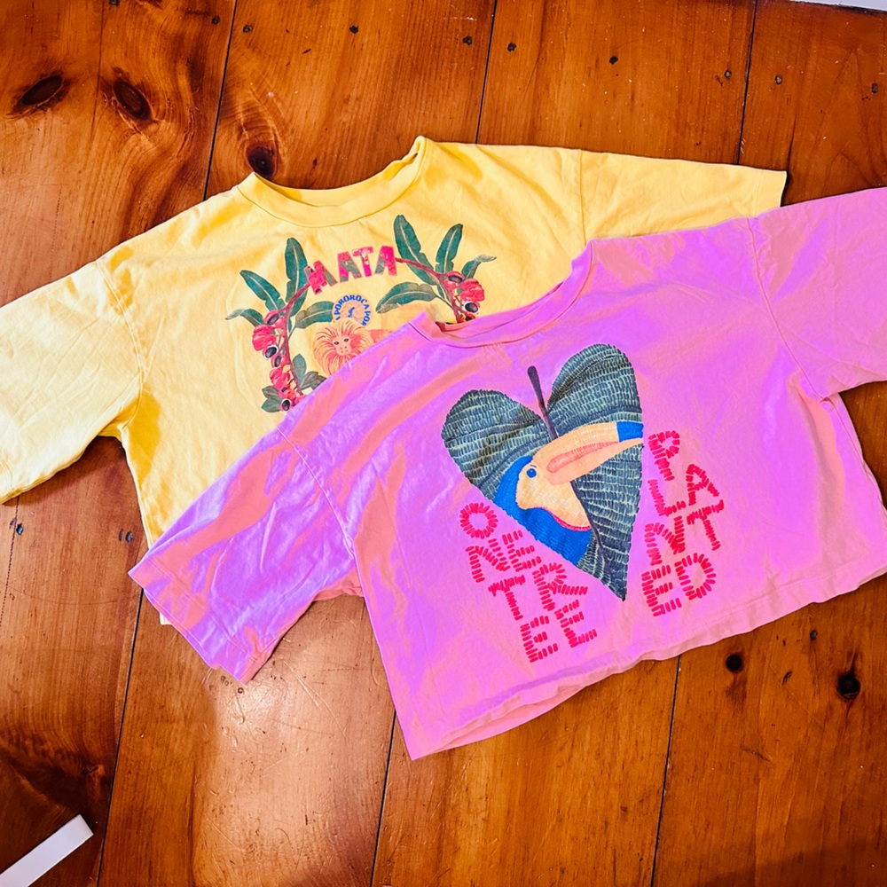 2 pack! Farm rio women’s crop top medium t shirt 2 shirts 1 low price